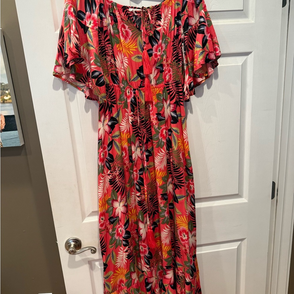 Floral Red and Black Women's Dress